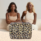 Large Travel Makeup Bag with LED Detachable Mirror (Leopard / Removable Mirror)