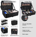 Extra Large Makeup Case Travel Makeup Train Case Professional Makeup Artist Bag Portable Nail Organizer Box Art Supply Case with Adjustable Dividers (Black / Extra Large)