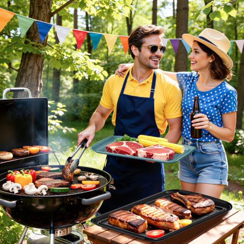 Grilling Prep & Serve Trays for Party Set of 2 (Black & Green)