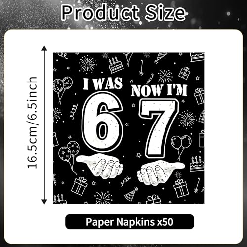 50Pcs I was 6 Now I'm 7 Napkins (6 7 Birthday)