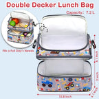 Double Decker Cooler Insulated Lunch Bag Large Tote for Boys (Truck)