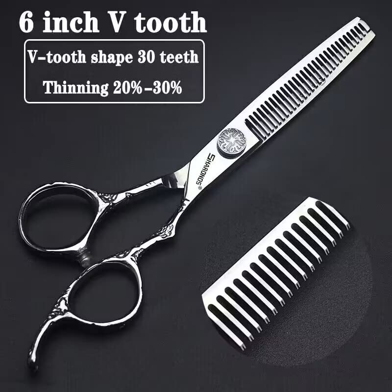 6/7-Inch Professional Hair Scissors Haircut Rose Pattern Hair Scissors Styling Tools Japanese Stainless Steel Scissor Set (6-inch -3pc) (6-inch -3pc)