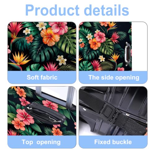 Tropical Flowers Luggage Cover Washable Suitcase Protector Anti (Tropical Flowers / L(28-30inch suitcase))