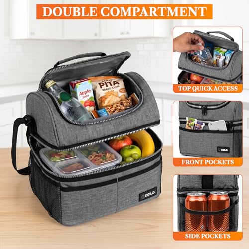 Insulated Lunch Bag for Men Women (Heather Gray)