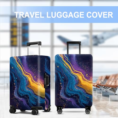 Luggage Cover Washable Suitcase Protector Anti (Purple marble / S(fits 20-22inch suitcase))
