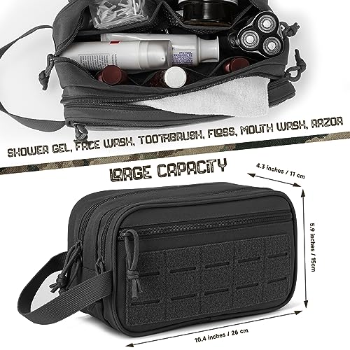Tactical Toiletry Bag For Men Hygiene Bag EDC Military Tool Molle Pouches Small Dopp Kit Mens Shaving Kit Travel shower Bags (1 US Black)