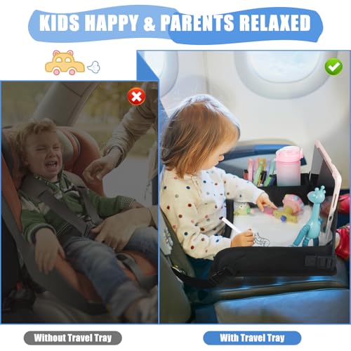 Upgraded Kids Travel Tray for Airplane (Black - 2 PCS)