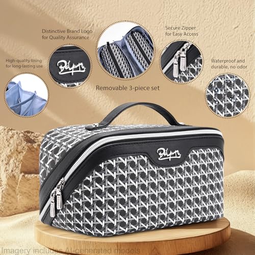 Travel Makeup Bag Cosmetic Bags for Women (M-76Black)