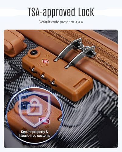 Luggage Sets 3 Pcs Suitcase with Wheel (Black/Brown / 3-Piece Set-20 Inch/24 Inch/28 Inch)