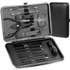Manicure Pedicure Kit Nail Clippers Set Fingernails & Toenails Vibrissac Scissor 5 Pieces Best Care Tools for Man & Women with Travel Case (Dark 15 Pieces)