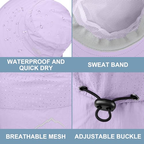 Sun Hat for Men Women with Neck Flap (6 3/4-6 7/8 / 1pack-style2-light Purple (With Face Cover))