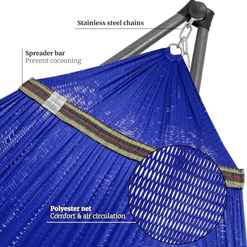 Heavy Duty Hammock with Stand 600lbs for Indoor Outdoor (Combo - Blue)