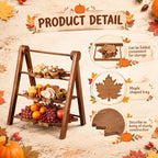 3 Tier Maple Leaf Serving Tray with 16" Collapsible Ladder Stand (Maple Leaf)