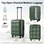 24 Inch Expandable Checked Luggage Hard Shell Suitcase (24 inch / Dark Green)
