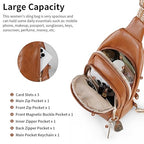 Crossbody Bags for Women Anti Theft Vegan Leather Sling Bag RFID Blocking Chest Bag for Travel (Brown-02)