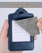 Leather Luggage Tags for Suitcases (Blue)