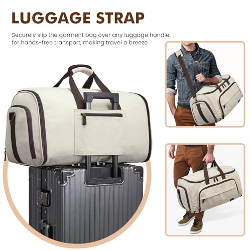 Garment Bag for Travel Convertible Duffle Bag Suit Bag for Men Women (50l / Beige)