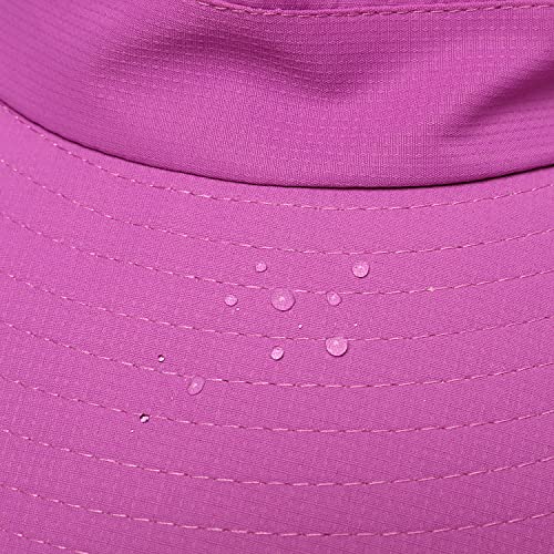 Womens Summer Sun Hat Beach Hat Wide Brim Outdoor UV Protection Hat Foldable Cool Mesh Ponytail Bucket Hat (6-7 / Pure Purple)