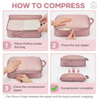 6/9/11 Set Compression Packing Cubes for Travel Essentials,Compressible Expandable Luggage Suitcase Organizer Bags for Clothing,Space Saver Bags with Over 1000 pcs of Mesh Holes(Light Coral) (Light Coral / 6 set)