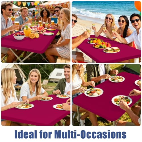2 Pack Rectangle Spandex Fitted Table Cloth (Fuchsia / 48" x 24" (Rectangular))