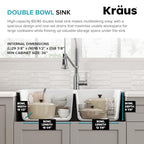 White 33 in Double Bowl Granite Kitchen Sink KGD (60/40 Double Bowl Sink / White)
