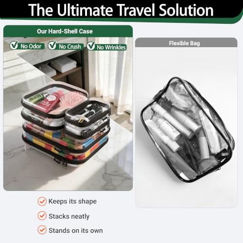 Clear Hard Shell Zipper Cases (Black / 6 Pack (2L+2M+2S))