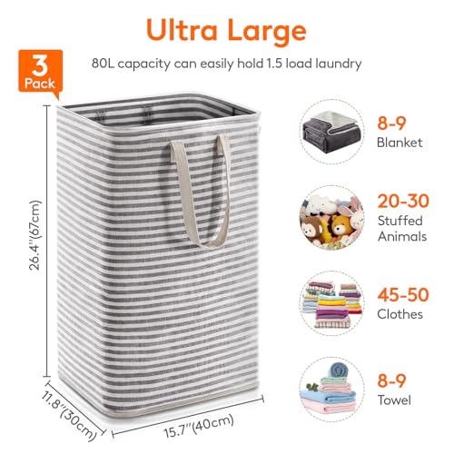 80L Large Laundry Baskets (Black / 80L)