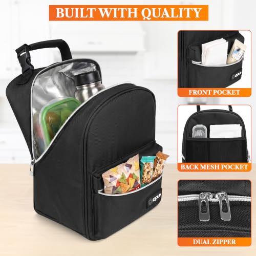 Insulated Lunch Box for Kids and Adults (Black)