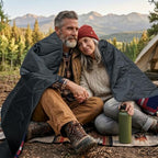 Large Waterproof Outdoor Blanket Thick Fleece 80" x 58" (Red Check)