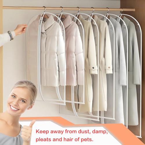 Clear Garment Bags Clothes Covers for Closet Storage (24'' x 48''/12 Pack / White-Clear)