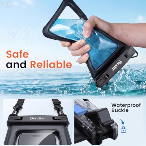 2 Pack Floating Waterproof Phone Pouch (Black+Pink)