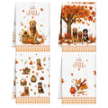 Fall Dog Kitchen Towels 4 PCS
