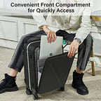 Wide Handle Luggage with Front Pocket Hardshell Aluminium Check In Suitcase with Wheels Medium 24 Inch Front Opening Checked Luggage with Spinner Wheels TSA Lock Airline Approved Luggage (Checked Medium 24 Inch / Black)