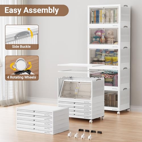500Qt Stackable Storage Bins with Lid (White / 100QT-5Pack)