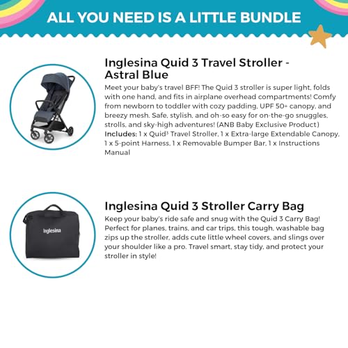 Quid³ Travel Stroller + Carry Bag & Wheel Covers (Astral Blue)
