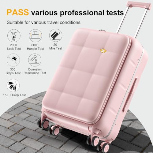26 Inch Large Checked Luggage Hard Shell Suitcase Top Opening (26 Inch / Pink)