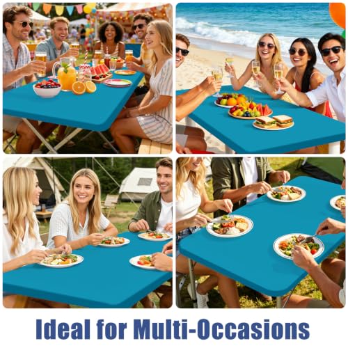 2 Pack Rectangle Spandex Fitted Table Cloth (Teal / 48" x 30" (Rectangular))