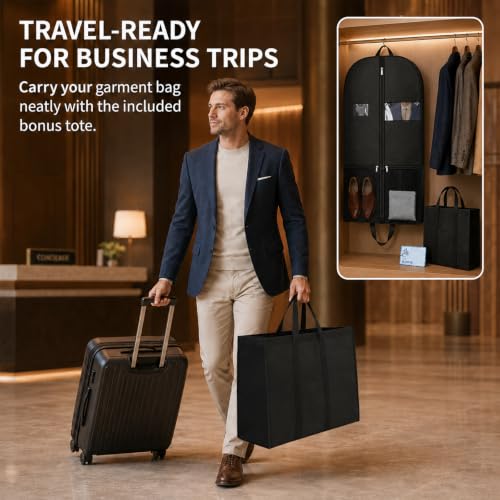 43 Inch Gusseted Garment Bag for Closet Storage and Workwear Organization (Garmentbag 43INCH 1 pack)