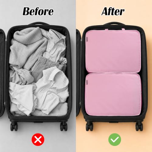 Extra Large Compression Packing Cubes for Travel Essentials (Pink / Extra Large)