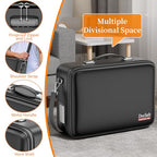 Fireproof Document Box Hard Case with Lock＆Accordion File Folder (15.2" x 11.2" x 5.3" / Black)