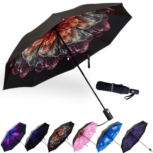 Compact Travel Umbrella ((Rose) / 44 inches)