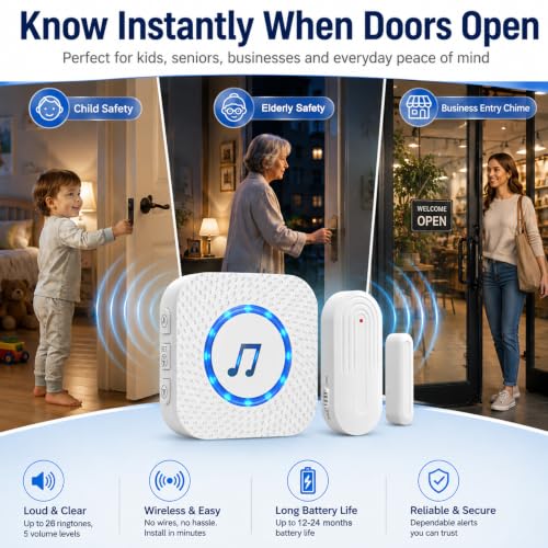 Wireless Door Chime (4 Sensors + 2 Receivers White new)