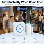 Door Chime Alarm When Open for Kids Safety (1 Sensors + 2 Receivers)