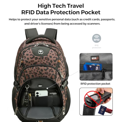 Design Backpack for Men with USB Charging Port SD803 (Brown Leopard / Standard)