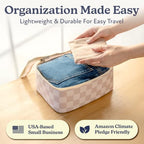 TSA Friendly Packing Cubes for Carry On (2. Neutral Checker / 4 Pack (Standard))