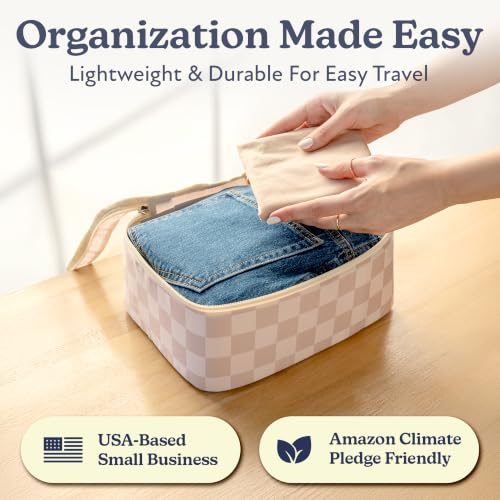 TSA Friendly Packing Cubes for Carry On (2. Neutral Checker / 4 Pack (Standard))
