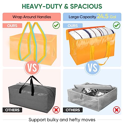 4 Pack Oversized Moving Bags with Reinforced Handles (4-Pack / Light Yellow)