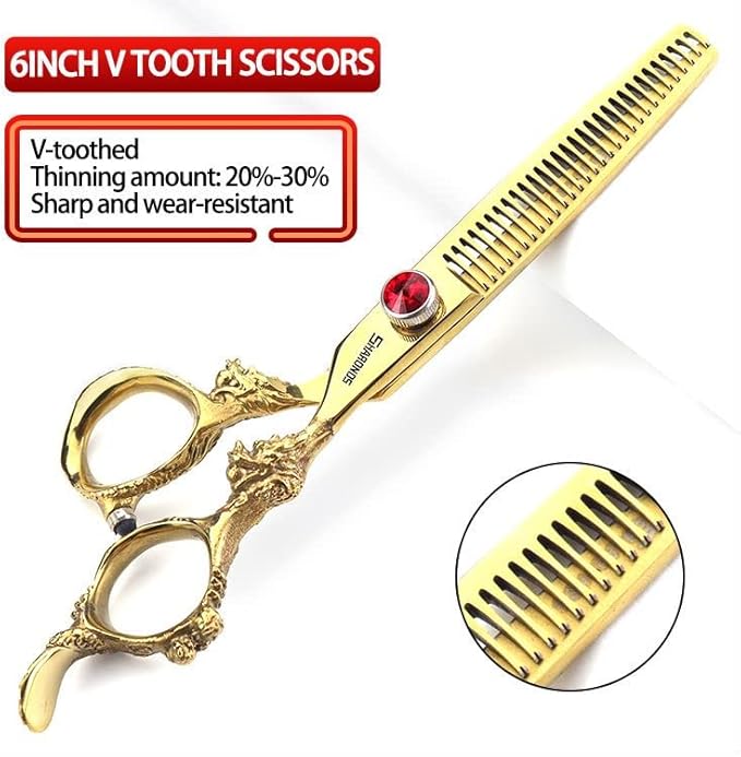 6 inch /7 inch salon professional salon scissors salon hairdresser hair cutting hairstyle pruning tools Japan 440c high hardness stainless steel golden (6 inch 3pc)