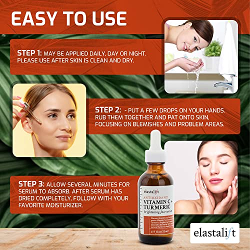 Concentrated Vitamin C + Turmeric Oil Anti Aging Facial Serum Skin Care Booster (1.75 Fl Oz (Pack of 1) / Vitamin C + Turmeric Serum)