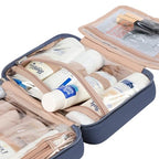 Travel Toiletry Bag for Women Hanging Organizer Makeup Case Pockets (Aegean-Blue / Medium)